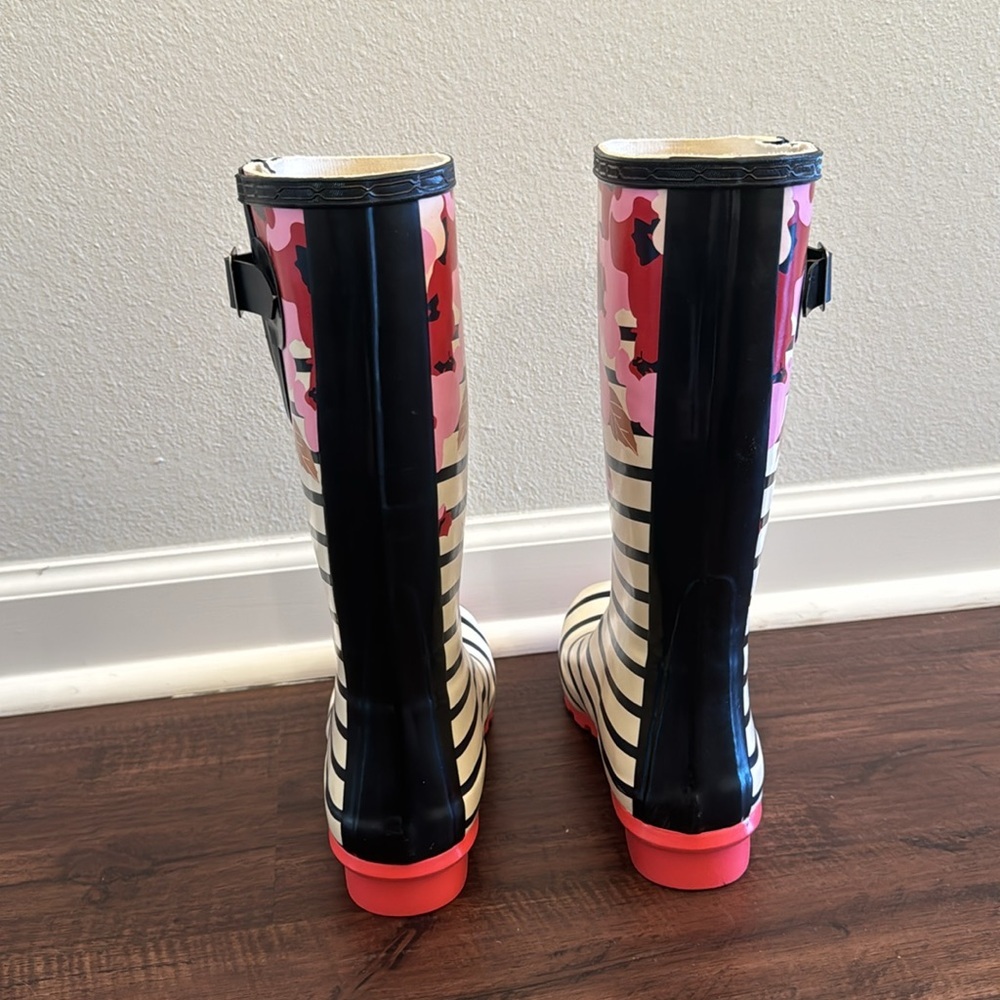 Black + White Striped & Floral Garden or Rain Boots - Fun, Bold & Weather-Ready! - Picture 12 of 12